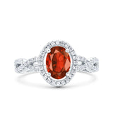 Halo Infinity Shank Ring Oval Simulated Cubic Zirconia 925 Sterling Silver