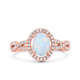 Halo Infinity Shank Ring Oval Simulated Cubic Zirconia 925 Sterling Silver