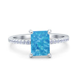 Emerald Cut Art Deco Wedding Ring Simulated Cubic Zirconia 925 Sterling Silver