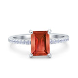 Emerald Cut Art Deco Wedding Ring Simulated Cubic Zirconia 925 Sterling Silver