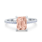 Emerald Cut Art Deco Wedding Ring Simulated Cubic Zirconia 925 Sterling Silver