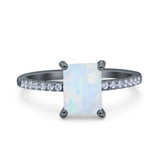 Emerald Cut Art Deco Wedding Ring Simulated Cubic Zirconia 925 Sterling Silver