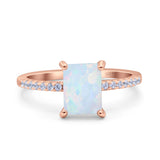 Emerald Cut Art Deco Wedding Ring Simulated Cubic Zirconia 925 Sterling Silver