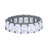 Stackable Emerald Cut Full Eternity Wedding Engagement Band Ring Simulated CZ 925 Sterling Silver