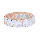 Stackable Emerald Cut Full Eternity Wedding Engagement Band Ring Simulated CZ 925 Sterling Silver
