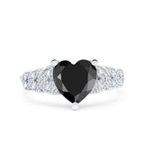 Art Deco Heart Wedding Engagement Bridal Ring Simulated Cubic Zirconia 925 Sterling Silver