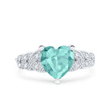 Art Deco Heart Wedding Engagement Bridal Ring Simulated Cubic Zirconia 925 Sterling Silver