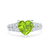 Art Deco Heart Wedding Engagement Bridal Ring Simulated Cubic Zirconia 925 Sterling Silver