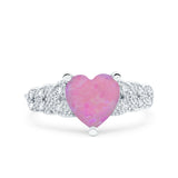 Art Deco Heart Wedding Engagement Bridal Ring Simulated Cubic Zirconia 925 Sterling Silver