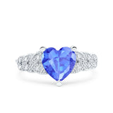 Art Deco Heart Wedding Engagement Bridal Ring Simulated Cubic Zirconia 925 Sterling Silver