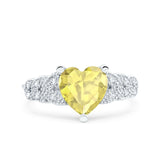 Art Deco Heart Wedding Engagement Bridal Ring Simulated Cubic Zirconia 925 Sterling Silver