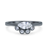 Marquise Art Deco Bridal Wedding Engagement Ring Simulated Cubic Zirconia 925 Sterling Silver