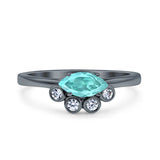 Marquise Art Deco Bridal Wedding Engagement Ring Simulated Cubic Zirconia 925 Sterling Silver