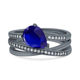 Weave Teardrop Pear Twist Infinity Shank Art Deco Wedding Bridal Piece Ring Simulated Cubic Zirconia 925 Sterling Silver