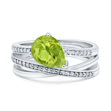 Weave Teardrop Pear Twist Infinity Shank Art Deco Wedding Bridal Piece Ring Simulated Cubic Zirconia 925 Sterling Silver