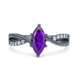 Marquise Art Deco Infinity Wedding Engagement Ring Simulated Cubic Zirconia 925 Sterling Silver