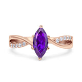 Marquise Art Deco Infinity Wedding Engagement Ring Simulated Cubic Zirconia 925 Sterling Silver