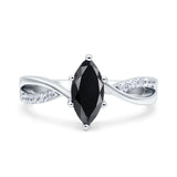 Marquise Art Deco Infinity Wedding Engagement Ring Simulated Cubic Zirconia 925 Sterling Silver