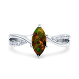 Marquise Art Deco Infinity Wedding Engagement Ring Simulated Cubic Zirconia 925 Sterling Silver