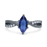 Marquise Art Deco Infinity Wedding Engagement Ring Simulated Cubic Zirconia 925 Sterling Silver