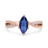 Marquise Art Deco Infinity Wedding Engagement Ring Simulated Cubic Zirconia 925 Sterling Silver