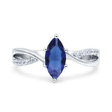 Marquise Art Deco Infinity Wedding Engagement Ring Simulated Cubic Zirconia 925 Sterling Silver