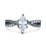 Marquise Art Deco Infinity Wedding Engagement Ring Simulated Cubic Zirconia 925 Sterling Silver