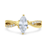 Marquise Art Deco Infinity Wedding Engagement Ring Simulated Cubic Zirconia 925 Sterling Silver