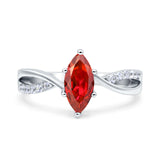 Marquise Art Deco Infinity Wedding Engagement Ring Simulated Cubic Zirconia 925 Sterling Silver