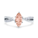 Marquise Art Deco Infinity Wedding Engagement Ring Simulated Cubic Zirconia 925 Sterling Silver