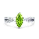 Marquise Art Deco Infinity Wedding Engagement Ring Simulated Cubic Zirconia 925 Sterling Silver