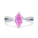 Marquise Art Deco Infinity Wedding Engagement Ring Simulated Cubic Zirconia 925 Sterling Silver