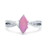 Marquise Art Deco Infinity Wedding Engagement Ring Simulated Cubic Zirconia 925 Sterling Silver