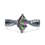 Marquise Art Deco Infinity Wedding Engagement Ring Simulated Cubic Zirconia 925 Sterling Silver