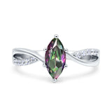 Marquise Art Deco Infinity Wedding Engagement Ring Simulated Cubic Zirconia 925 Sterling Silver