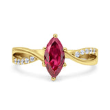 Marquise Art Deco Infinity Wedding Engagement Ring Simulated Cubic Zirconia 925 Sterling Silver