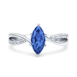 Marquise Art Deco Infinity Wedding Engagement Ring Simulated Cubic Zirconia 925 Sterling Silver