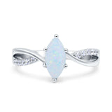 Marquise Art Deco Infinity Wedding Engagement Ring Simulated Cubic Zirconia 925 Sterling Silver