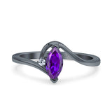 Marquise Art Deco Wave Wedding Engagement Ring Simulated Cubic Zirconia 925 Sterling Silver