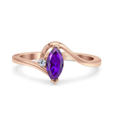 Marquise Art Deco Wave Wedding Engagement Ring Simulated Cubic Zirconia 925 Sterling Silver