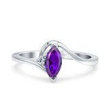Marquise Art Deco Wave Wedding Engagement Ring Simulated Cubic Zirconia 925 Sterling Silver