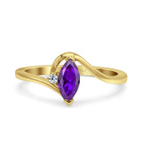 Marquise Art Deco Wave Wedding Engagement Ring Simulated Cubic Zirconia 925 Sterling Silver