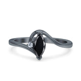 Marquise Art Deco Wave Wedding Engagement Ring Simulated Cubic Zirconia 925 Sterling Silver