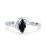 Marquise Art Deco Wave Wedding Engagement Ring Simulated Cubic Zirconia 925 Sterling Silver