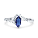Marquise Art Deco Wave Wedding Engagement Ring Simulated Cubic Zirconia 925 Sterling Silver