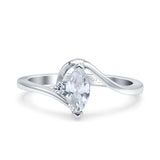 Marquise Art Deco Wave Wedding Engagement Ring Simulated Cubic Zirconia 925 Sterling Silver