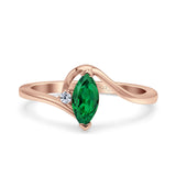 Marquise Art Deco Wave Wedding Engagement Ring Simulated Cubic Zirconia 925 Sterling Silver