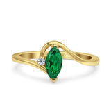 Marquise Art Deco Wave Wedding Engagement Ring Simulated Cubic Zirconia 925 Sterling Silver