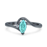 Marquise Art Deco Wave Wedding Engagement Ring Simulated Cubic Zirconia 925 Sterling Silver