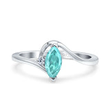 Marquise Art Deco Wave Wedding Engagement Ring Simulated Cubic Zirconia 925 Sterling Silver